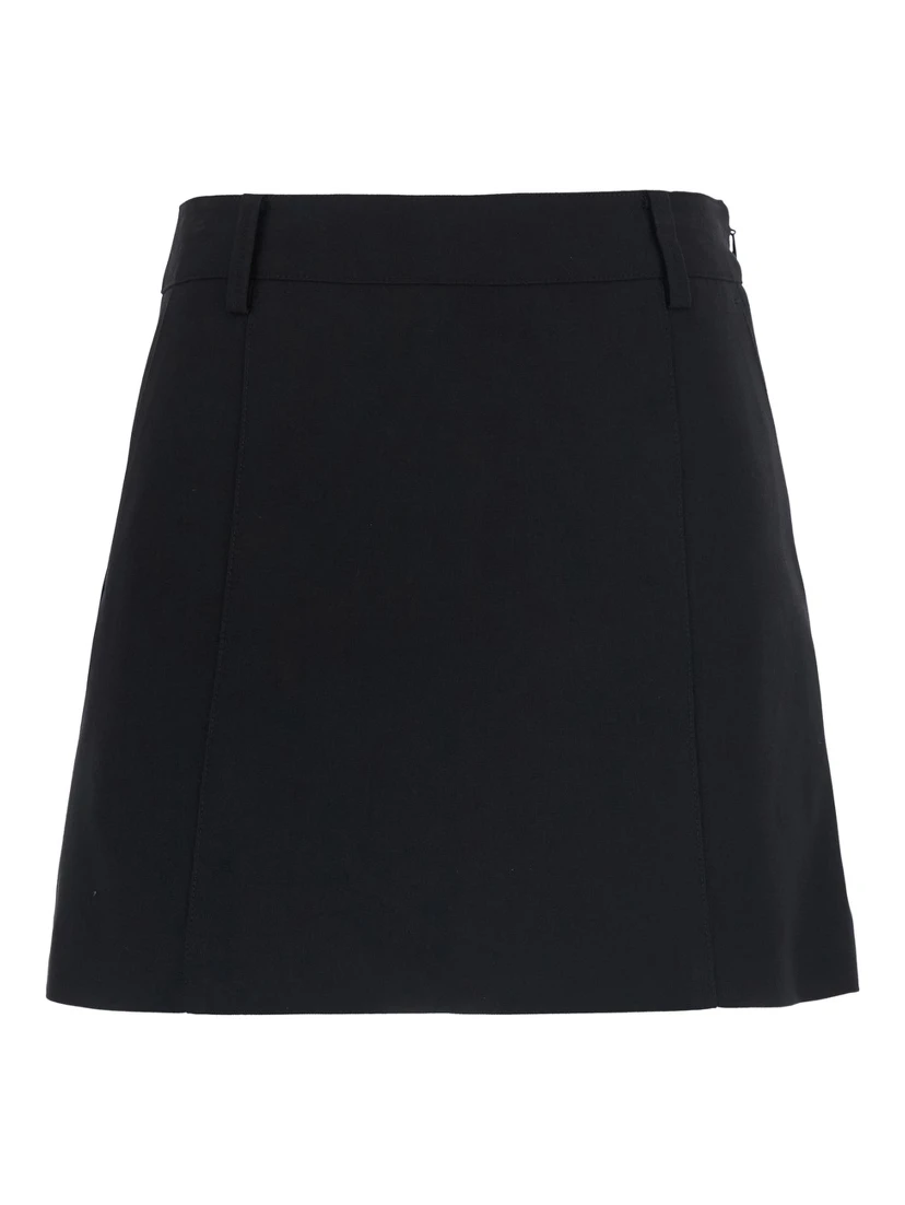 MINI SKIRT with elegant details and mixed fabric in Black for women