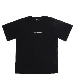 Black Crew neck T-shirt with logo lettering on the front in cotton boy