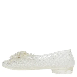 Muse White Ballet shoes with Beaded Details in Tech Fabric Women