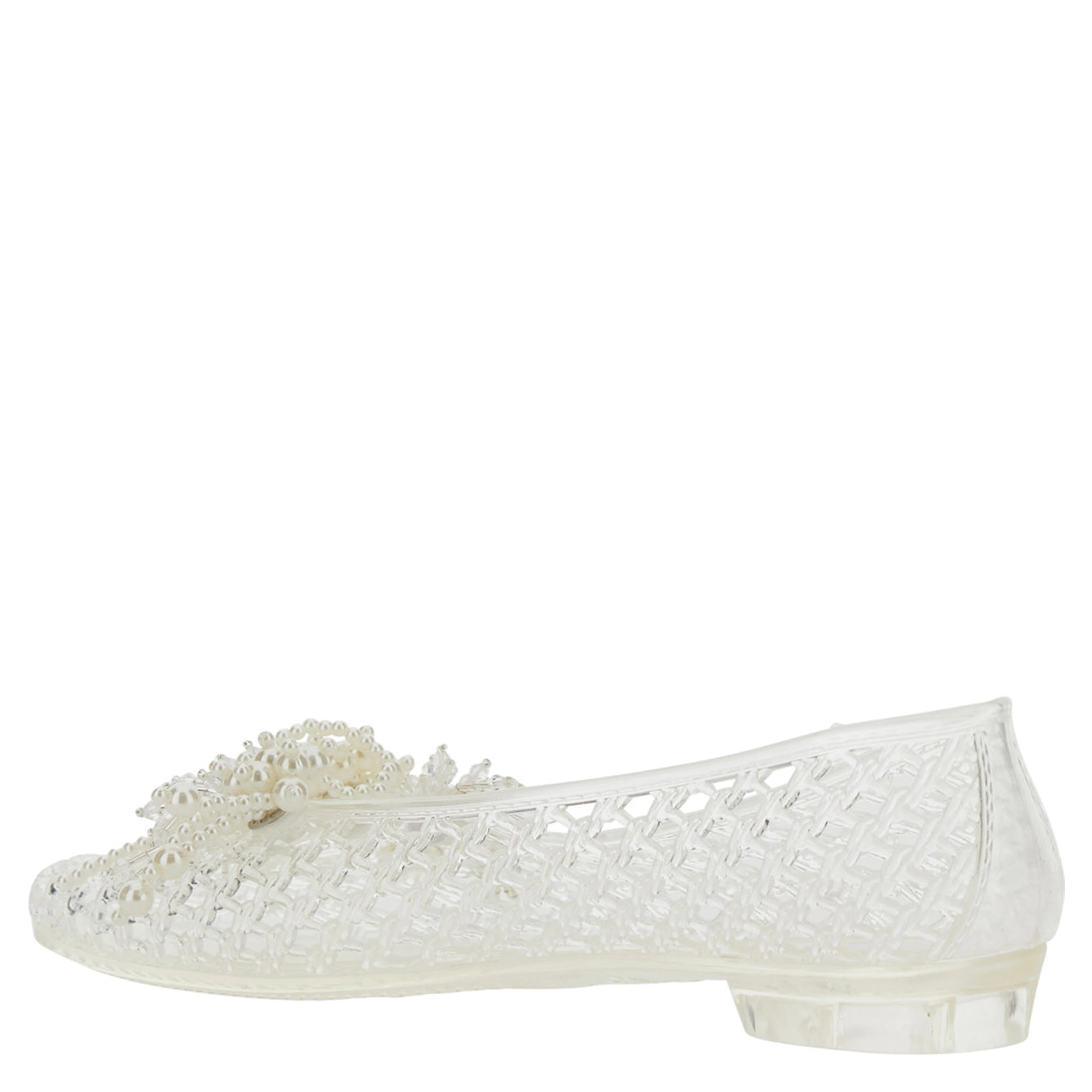 Muse White Ballet shoes with Beaded Details in Tech Fabric Women