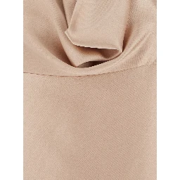 Beige  long Dress with Halterneck and open back in fabric woman