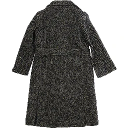 Jacket with collar and long sleeves in black wool and polyester for girl