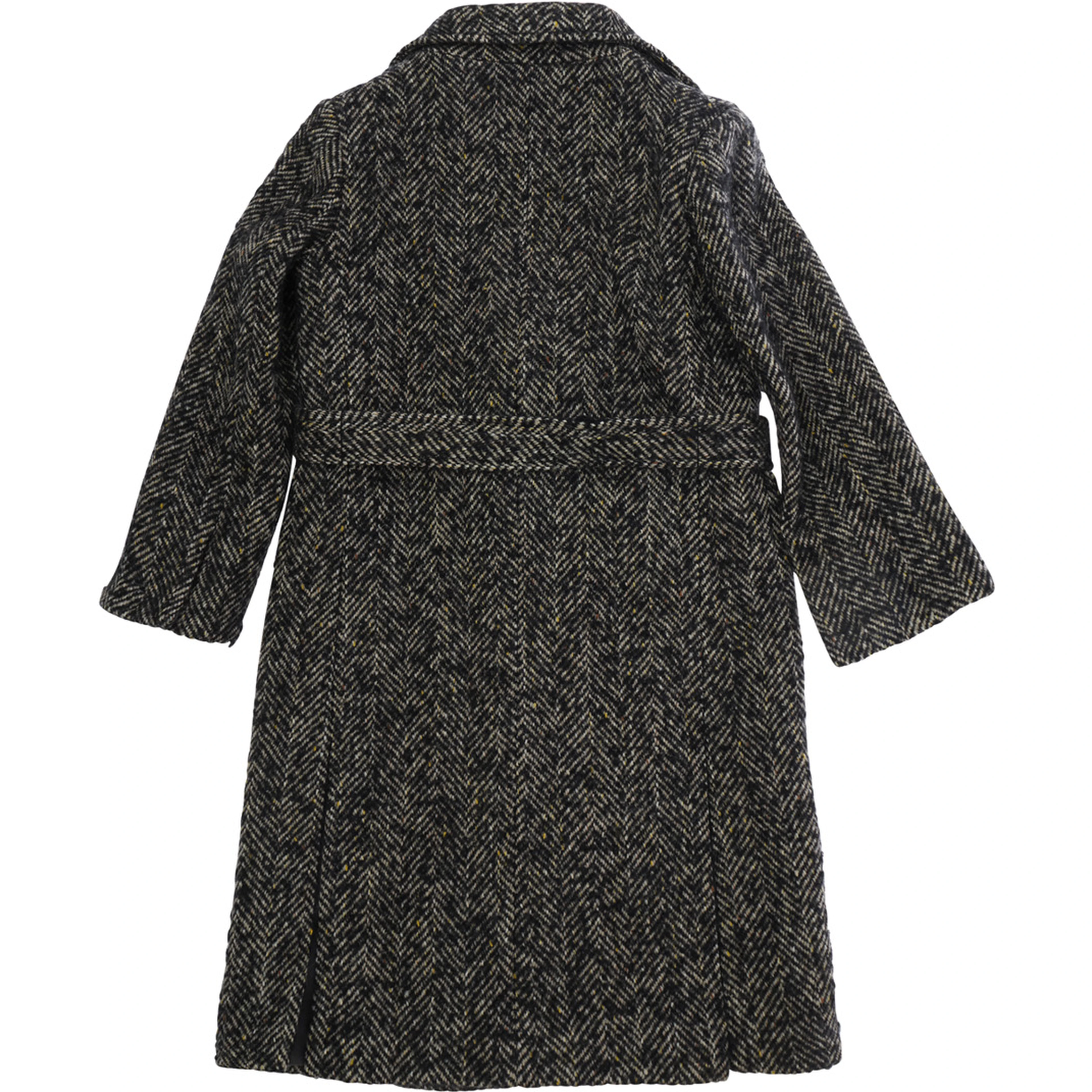 Jacket with collar and long sleeves in black wool and polyester for girl