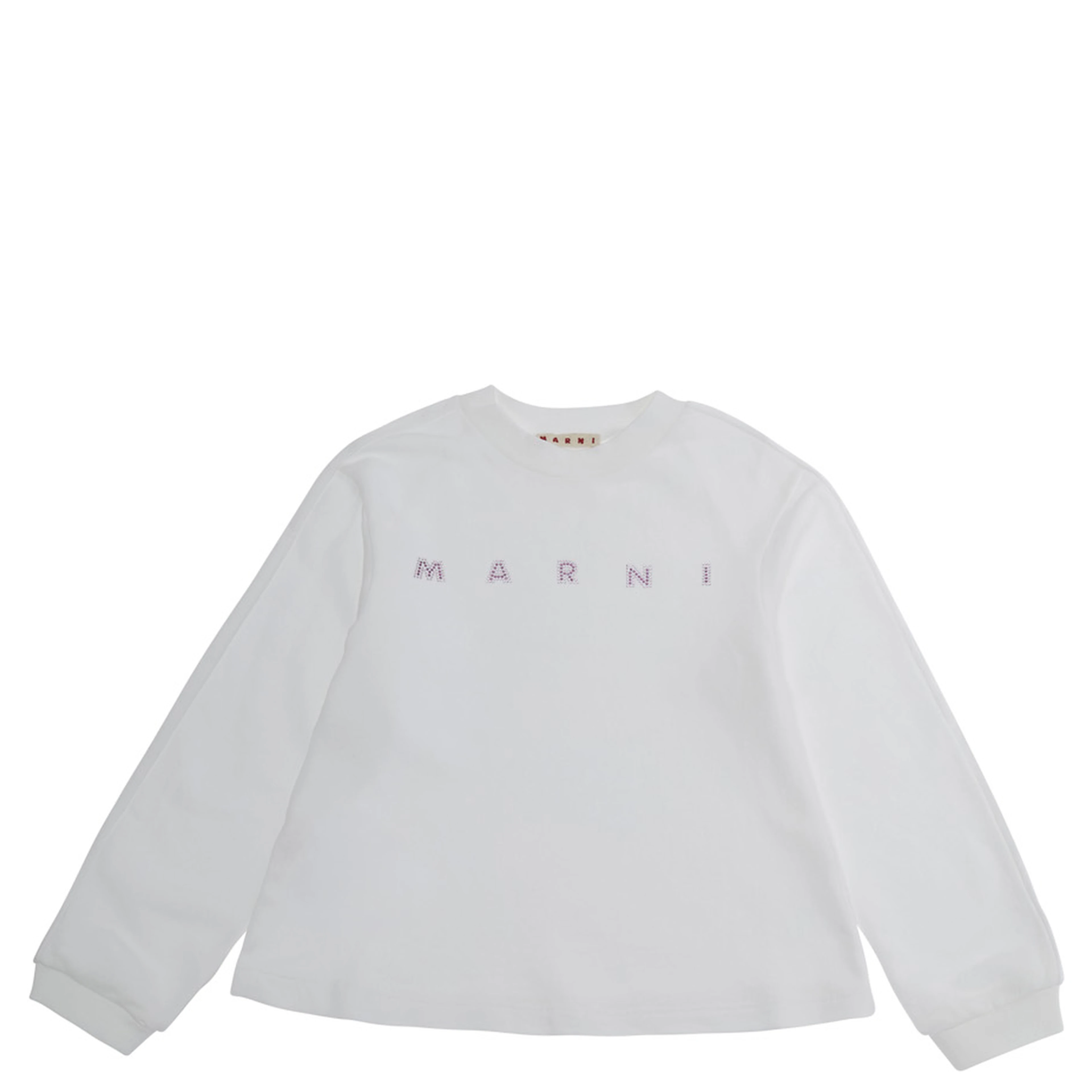 White Crewneck Sweatshirt with Logo lettering on the Front in Cotton Girl