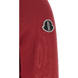 T-Shirt Girder Crew Neck with Long Sleeves and Logo Patch on the Side in Red Unisex Cotton