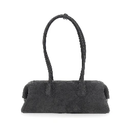 Boat Wide Brown Shoulder bag with Two Top Handles in Suede for Women