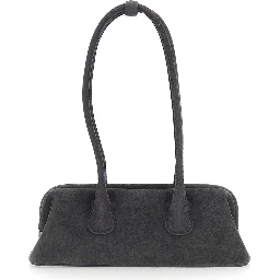 Boat Wide Brown Mini Shoulder bag with Two Top Handles in Suede for Women