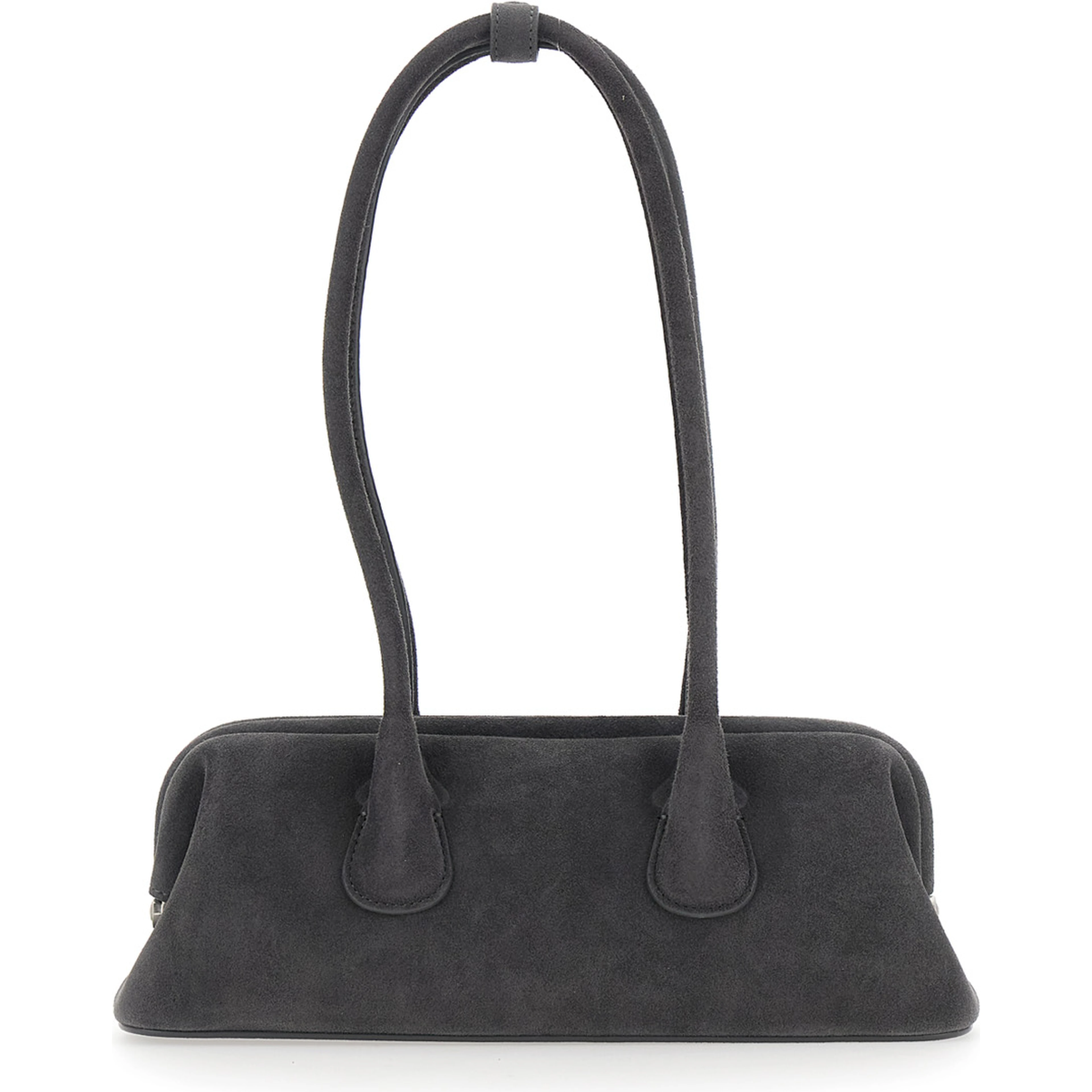 Boat Wide Brown Mini Shoulder bag with Two Top Handles in Suede for Women