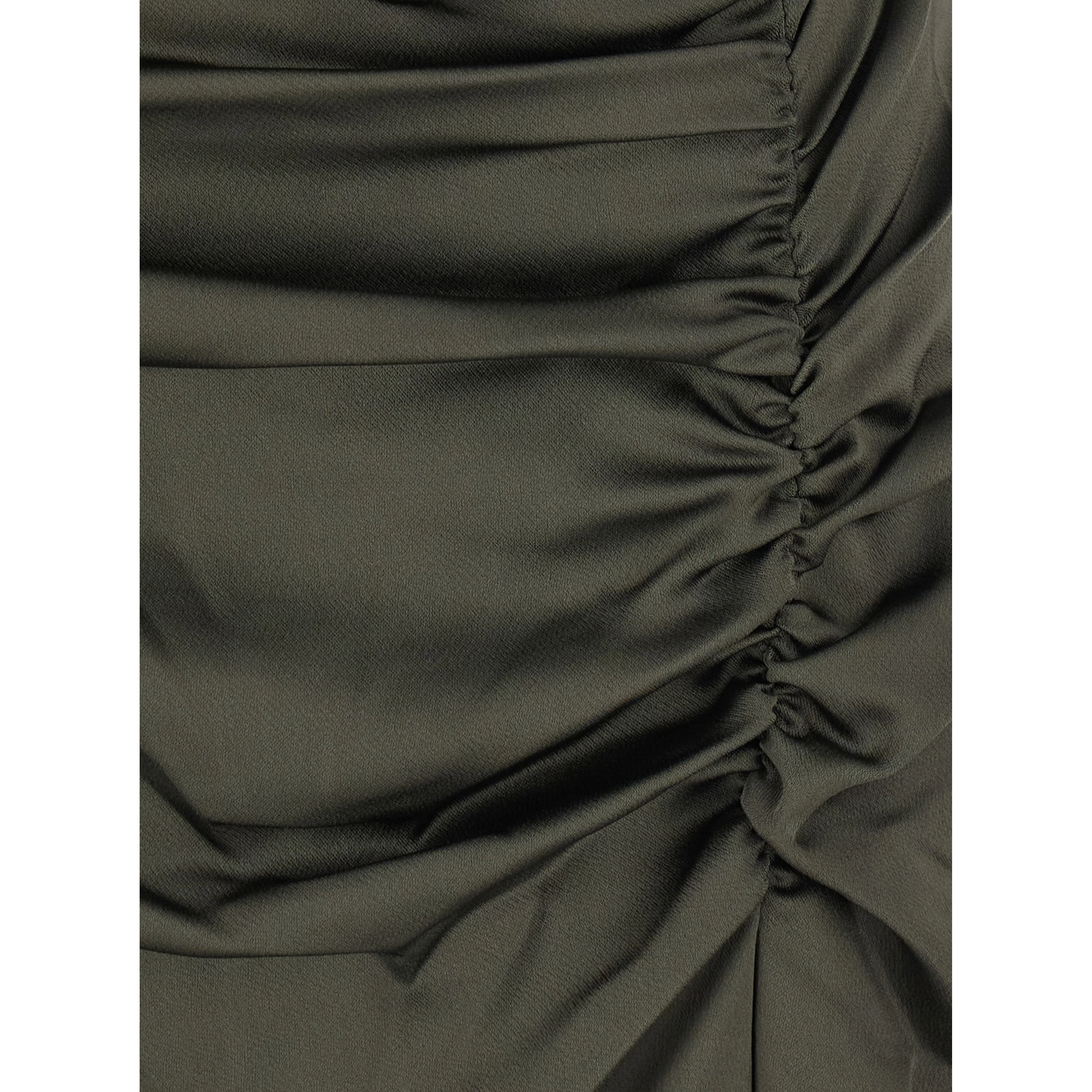 Joanna Green Long Dress with Asymmetric Neckline and Ruches in Tech Fabric for Women