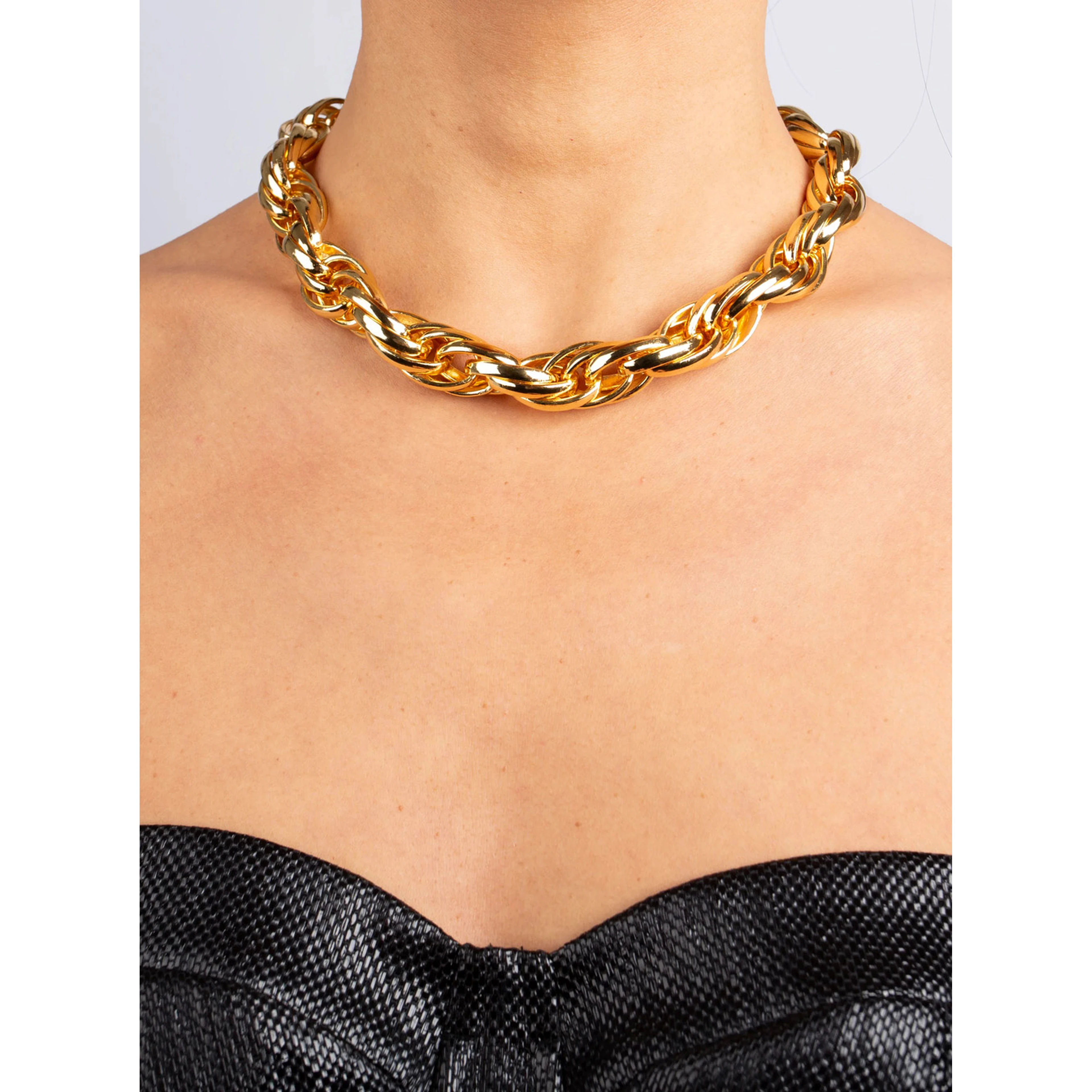 Lace Rose Gold color Necklace with Chain Design and Claw Clasp Closure in Metal for Women