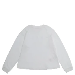White Crewneck Sweatshirt with Logo lettering on the Front in Cotton Girl