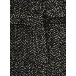 Jacket with collar and long sleeves in black wool and polyester for girl