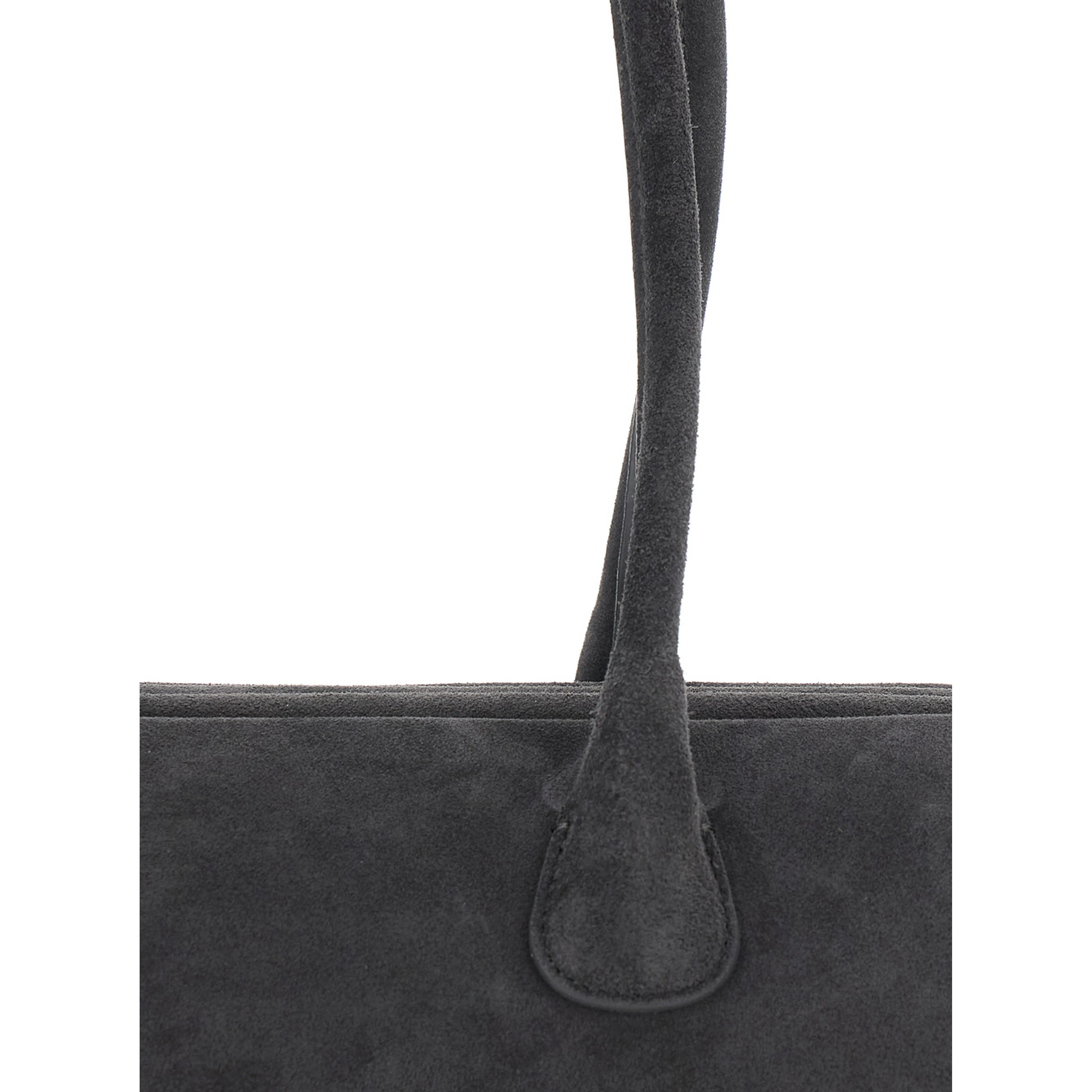 Boat Wide Brown Shoulder bag with Two Top Handles in Suede for Women