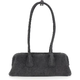 Boat Wide Brown Mini Shoulder bag with Two Top Handles in Suede for Women