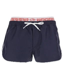 Blue Swim shorts with logo band in Tech Fabric Men