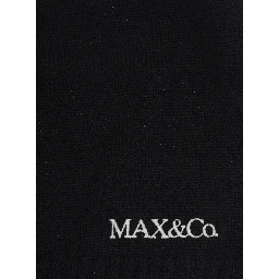 Black Crewneck Sweater with Contrasting Details and Logo Lettering on the Front in Wool Blend Girl