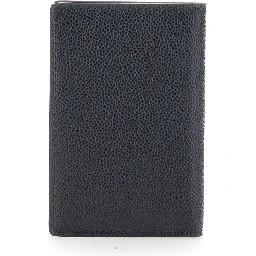 Black Cardholder with metallic logo lettering in grained leather man