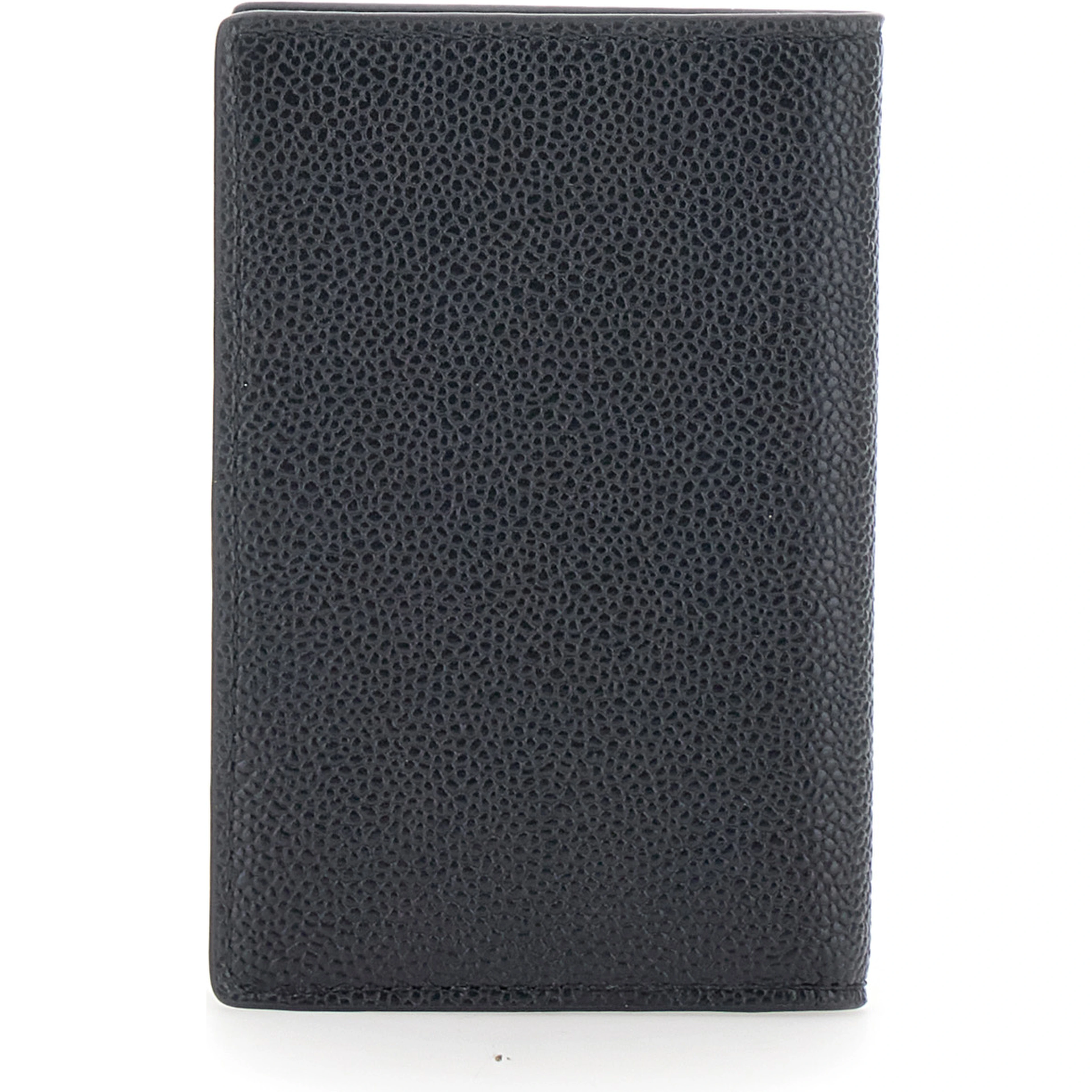 Black Cardholder with metallic logo lettering in grained leather man