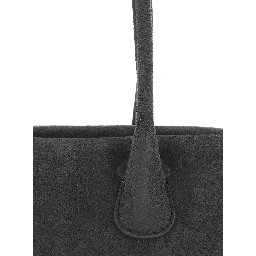 Boat Wide Brown Mini Shoulder bag with Two Top Handles in Suede for Women