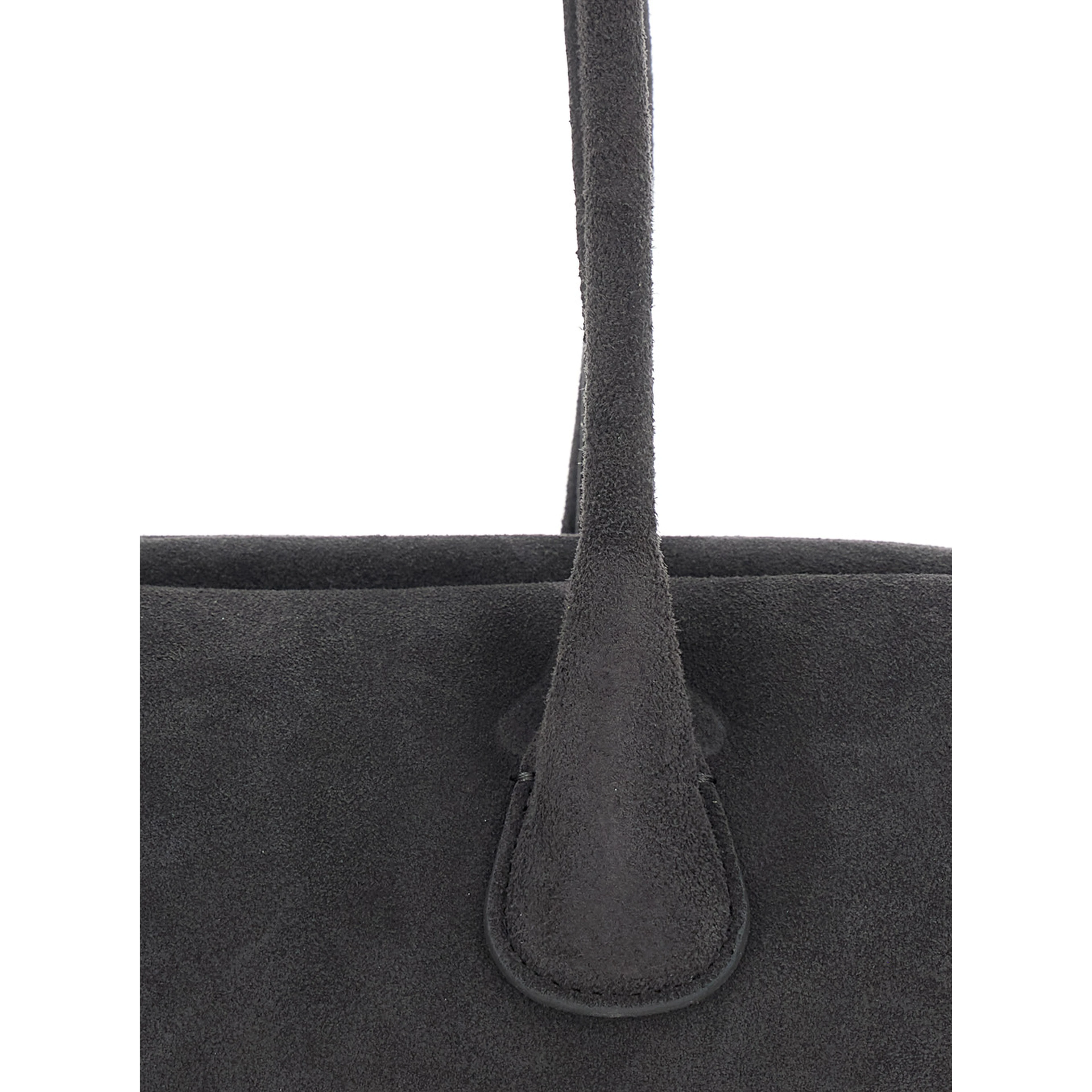 Boat Wide Brown Mini Shoulder bag with Two Top Handles in Suede for Women
