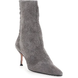 Saint Honore Gray Ankle Boots with High Stiletto Heel in Suede for Women