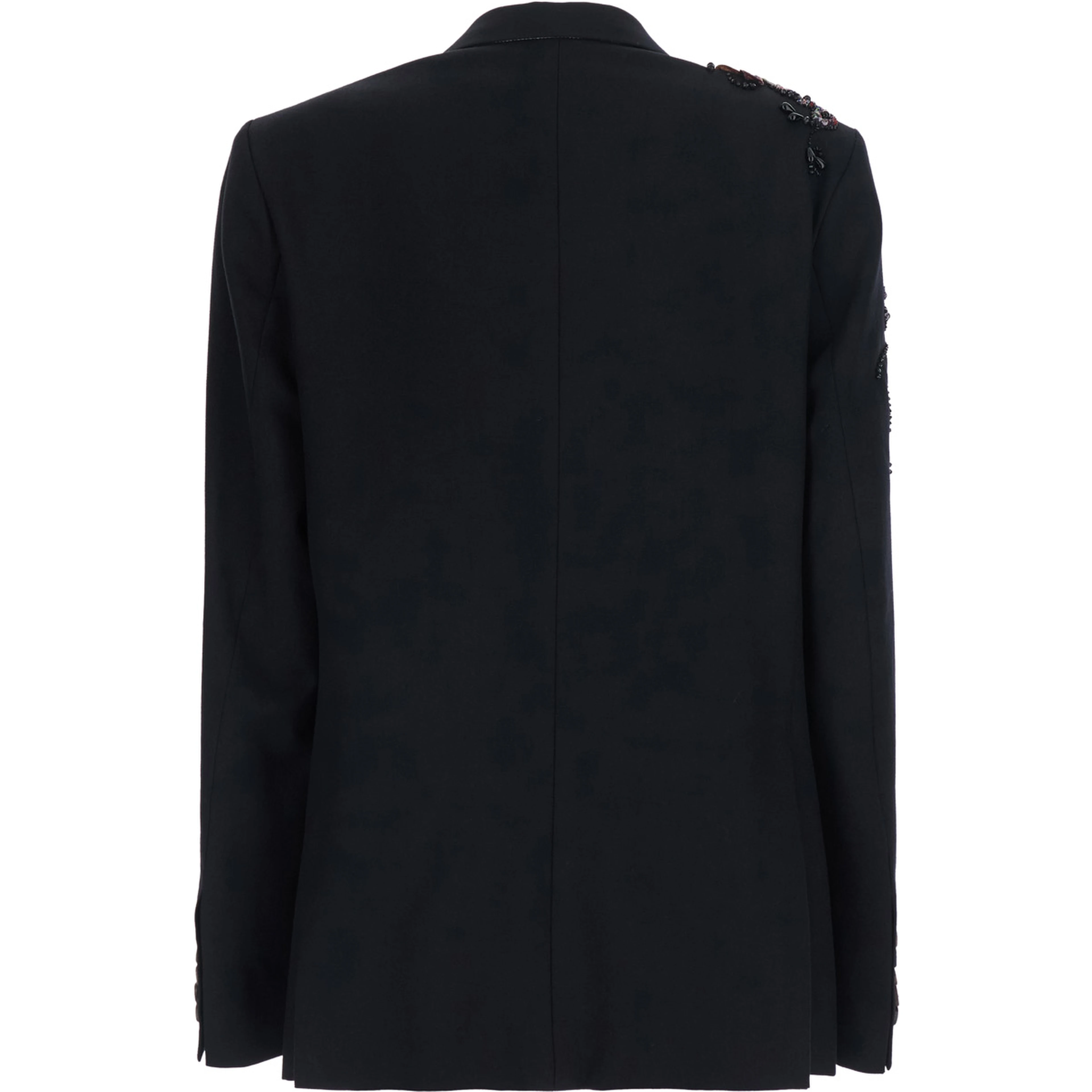 Barrysta Black Double-Breasted Jacket with Peak revers and Embroidery on the Front in Wool for Women