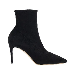 JULIA black ankle Boots with pointed design in eco-suede for women