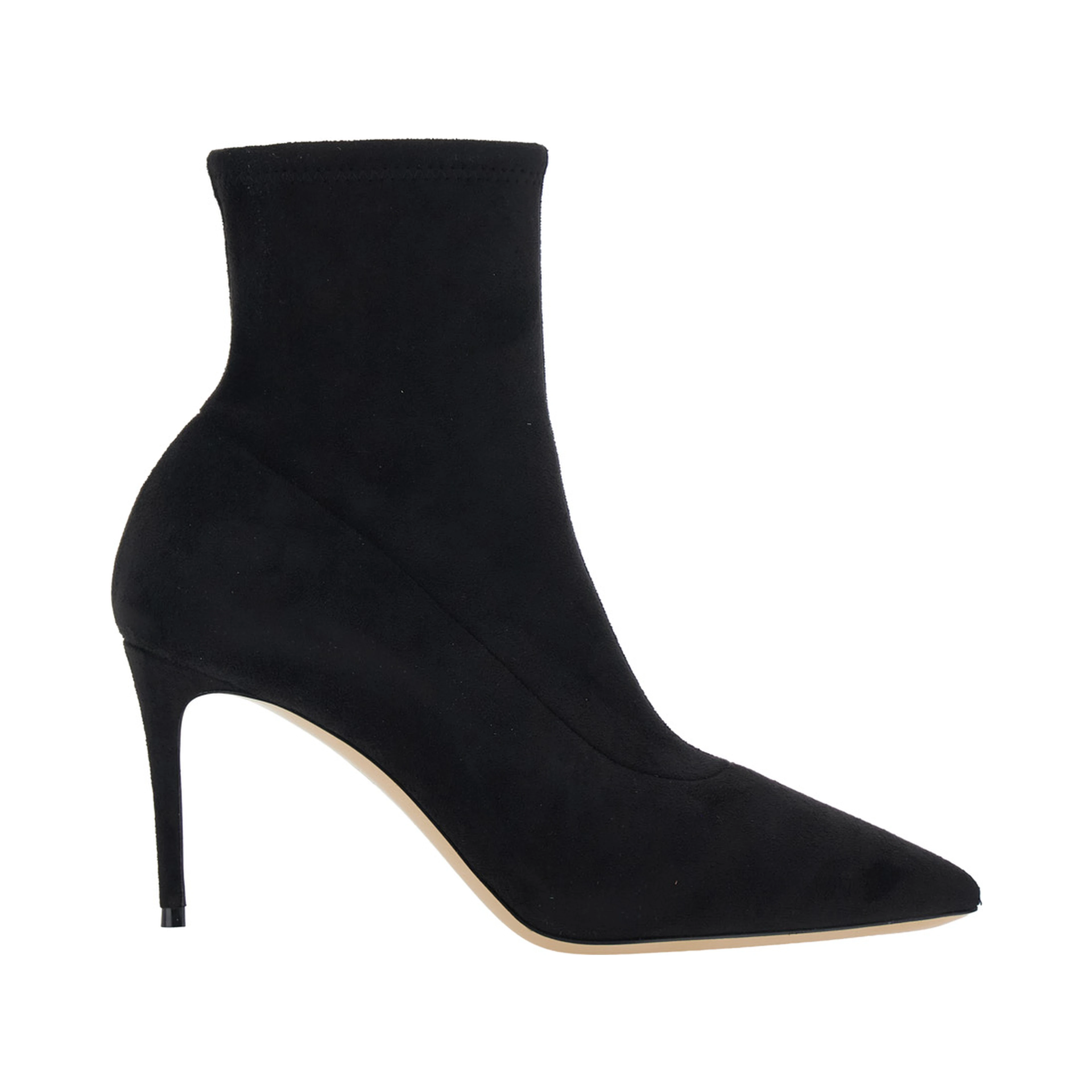 JULIA black ankle Boots with pointed design in eco-suede for women