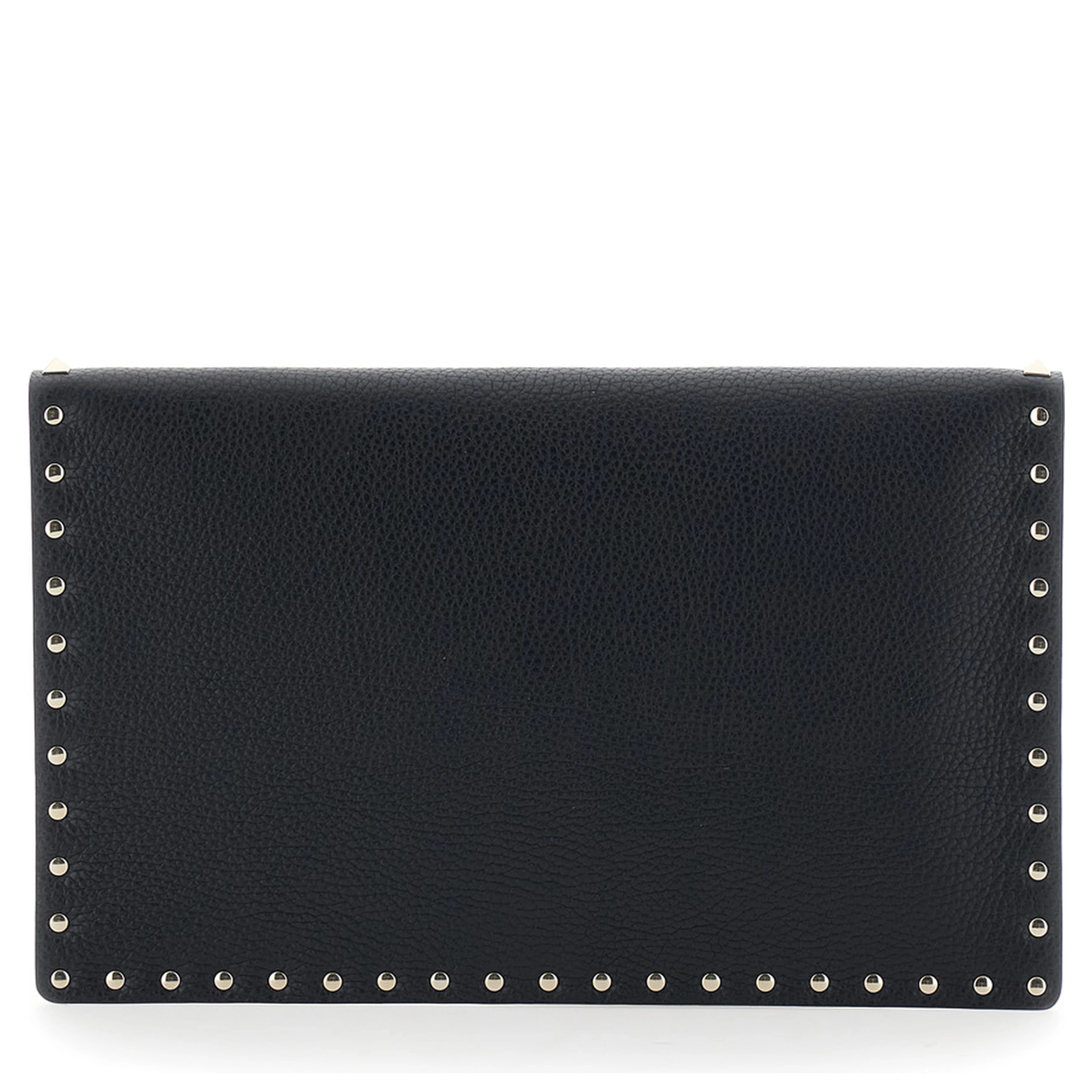 Black Clutch with envelope design and Rockstud decoration in leather for women
