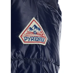 Blue High-neck Down jacket with logo patch on the sleeve in Tech Fabric, unisex