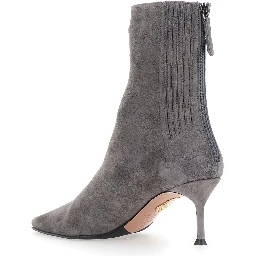 Saint Honore Gray Ankle Boots with High Stiletto Heel in Suede for Women