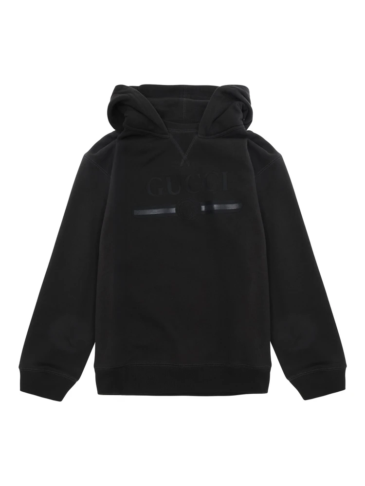dark grey Hooded sweatshirt with tone-on-tone logo in cotton for Boy
