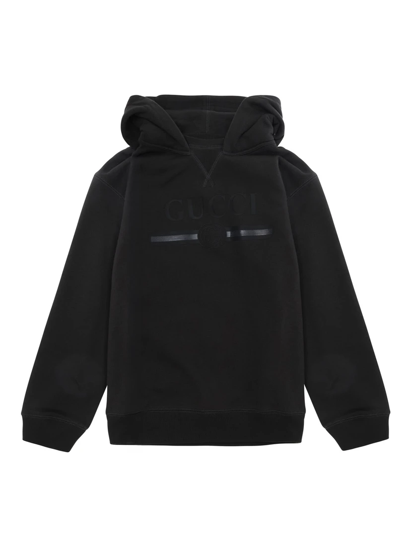 dark grey Hooded sweatshirt with tone-on-tone logo in cotton for Boy