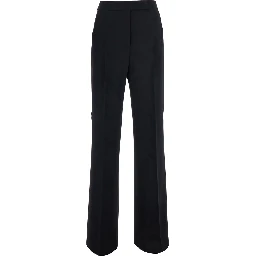 black Pants with zip and hook closure in fabric for women