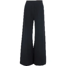 Faida Black Pants with Wide Leg and Elasticated Waist in Blend Viscose for Women