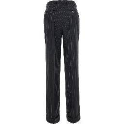 Lola grey Pants with all-over stripe motif in wool blend for women