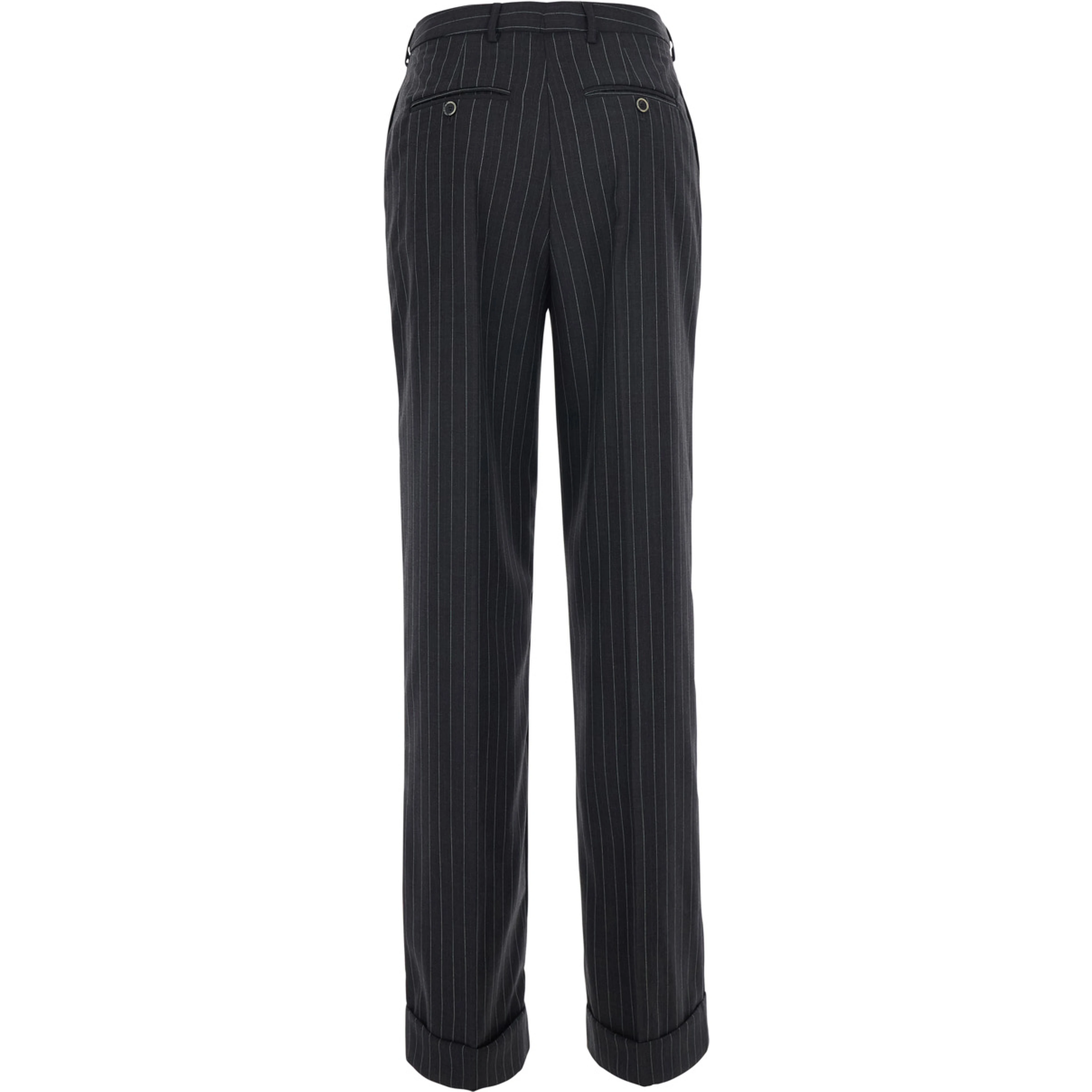 Lola grey Pants with all-over stripe motif in wool blend for women