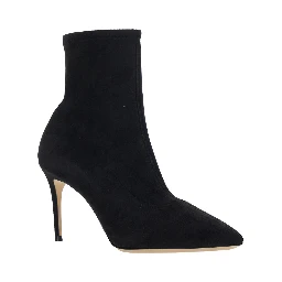 JULIA black ankle Boots with pointed design in eco-suede for women
