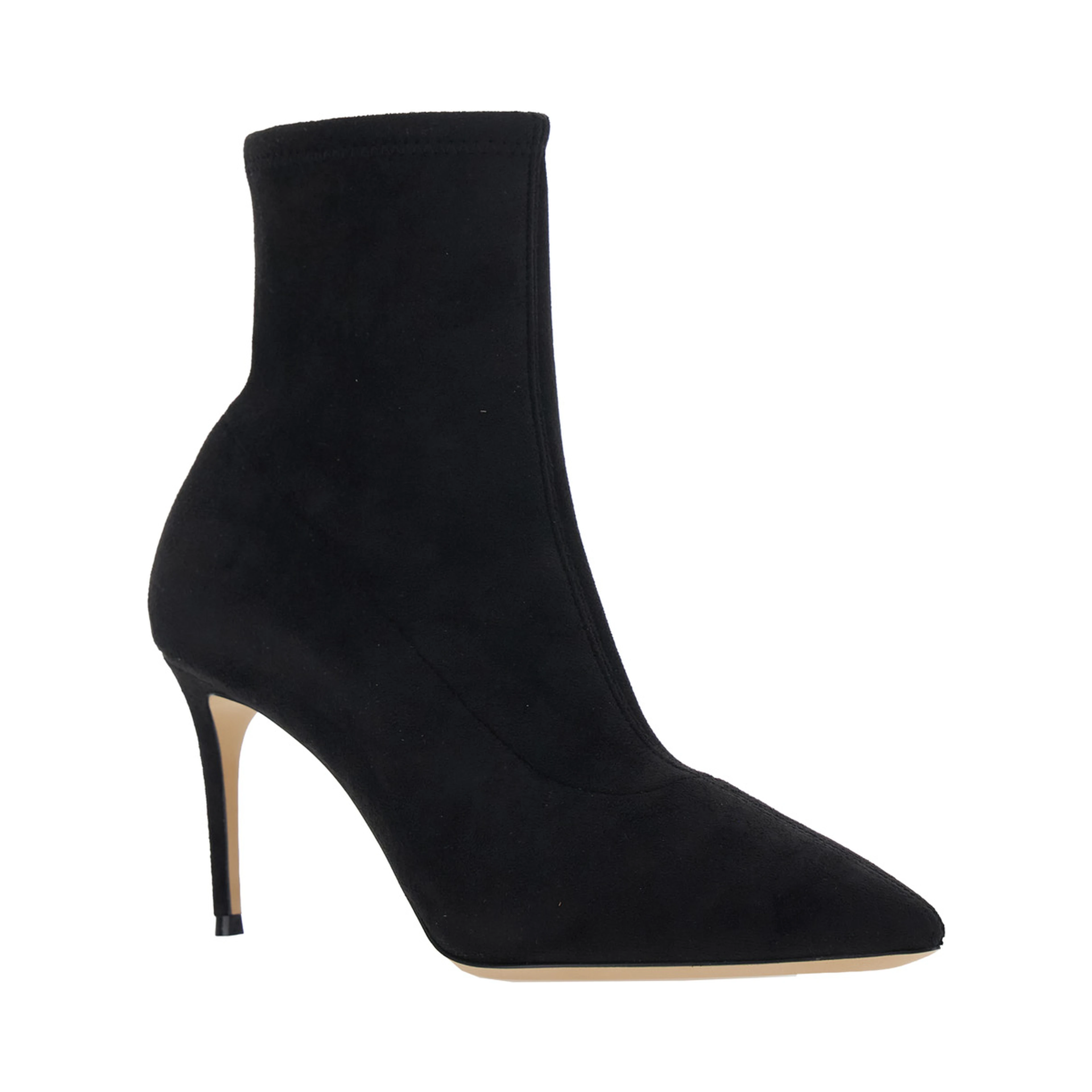JULIA black ankle Boots with pointed design in eco-suede for women