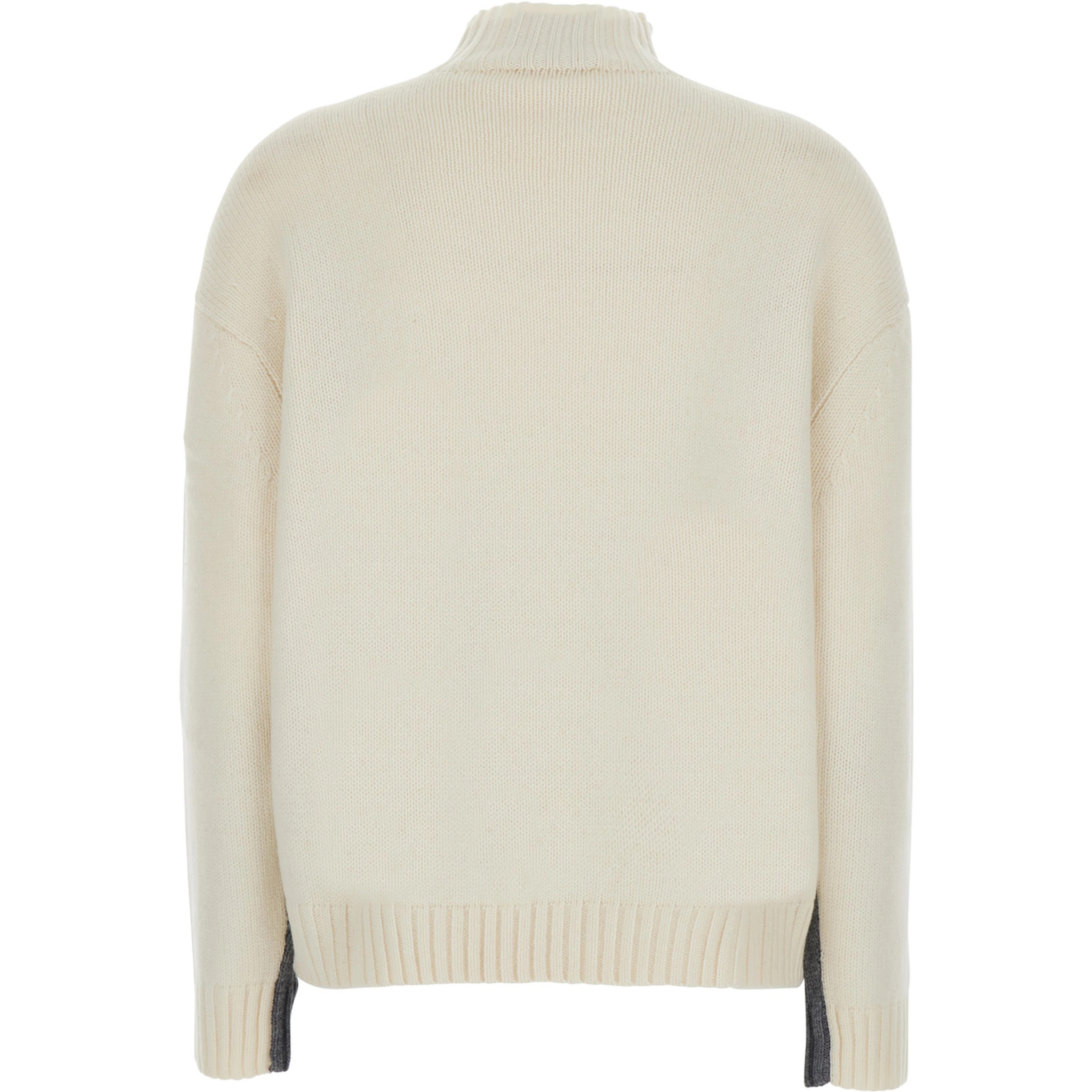 Grey and white Sweater with high collar and bicolor design in wool and cashmere Women