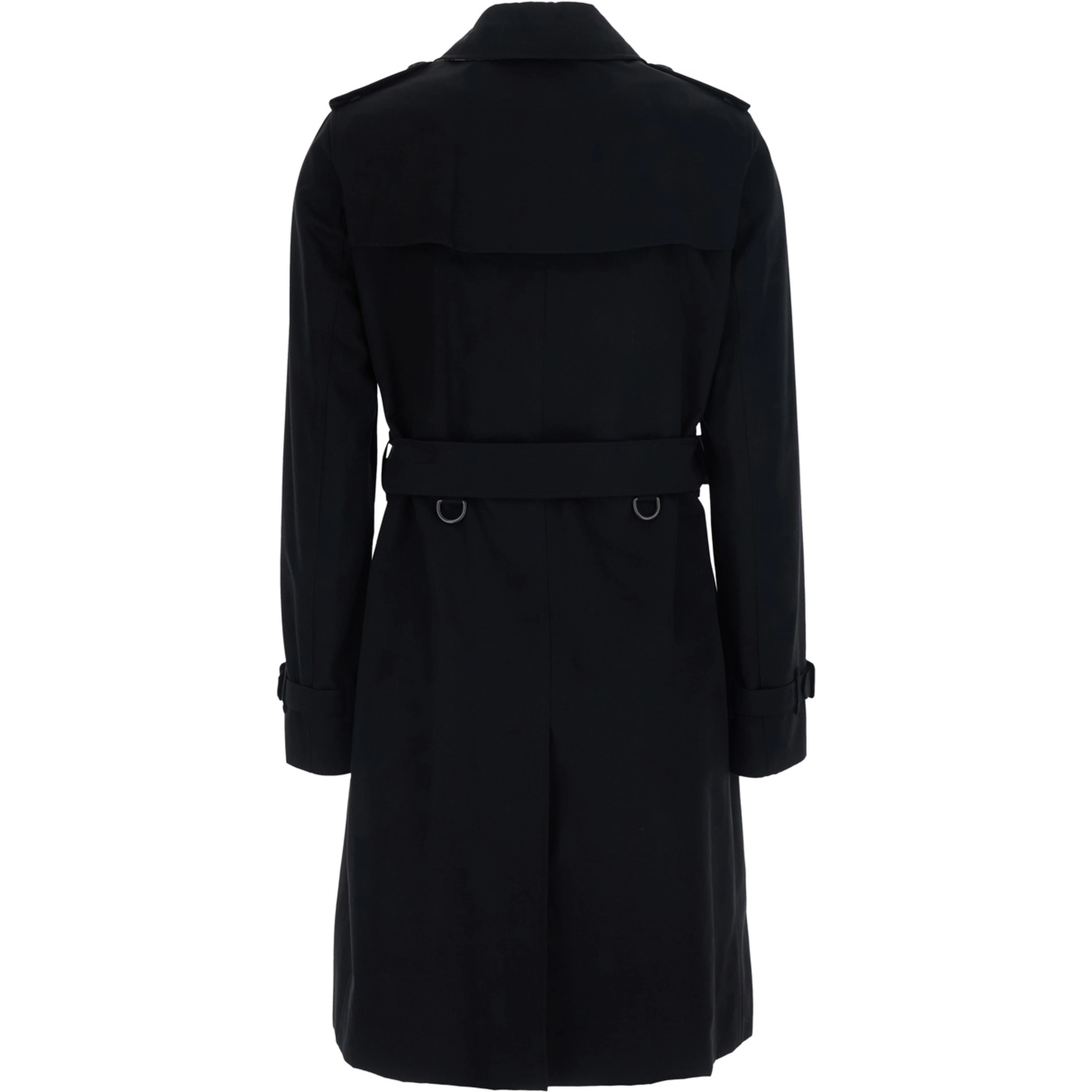 Kensington black Short double-breasted trench coat with waist belt in cotton for women
