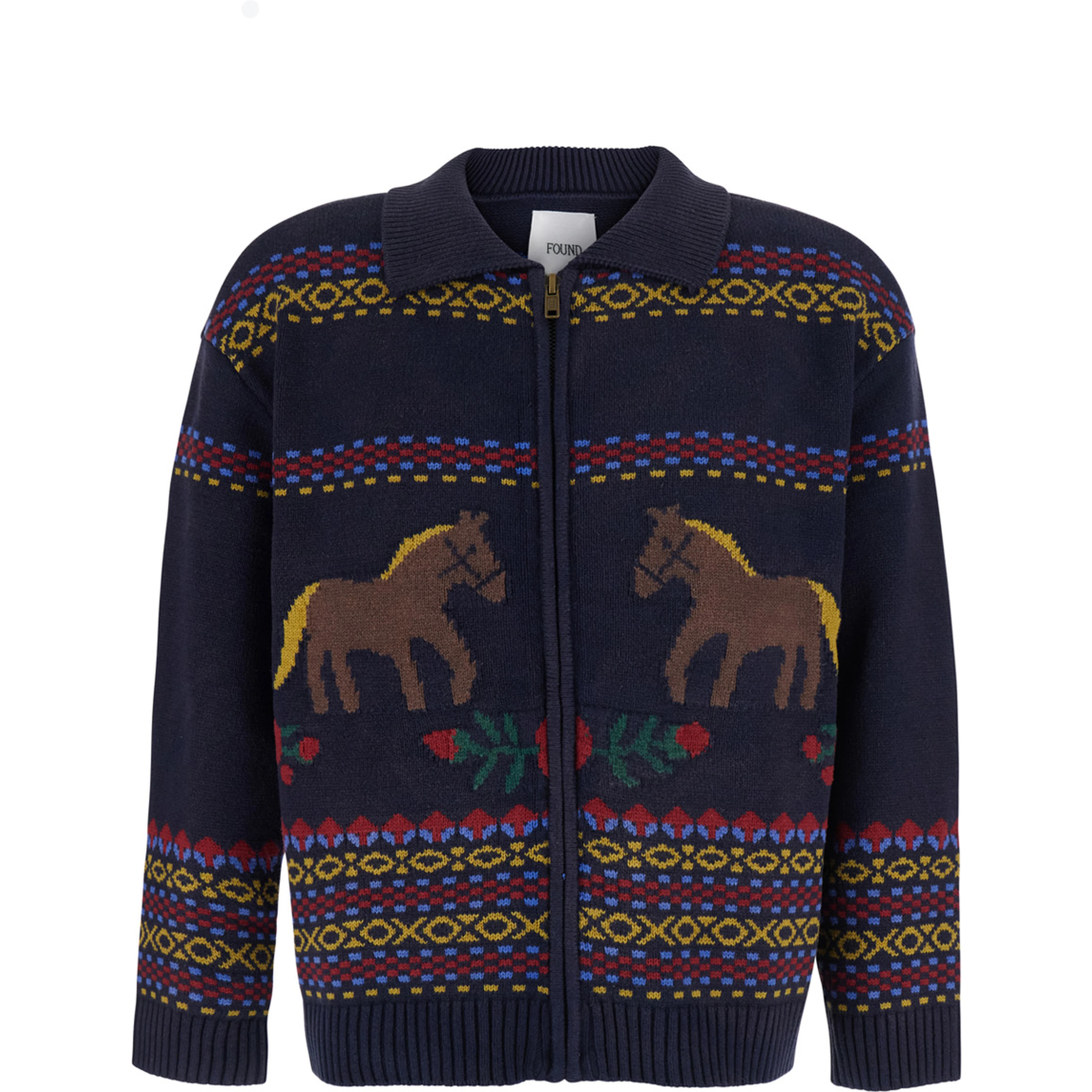 Isles Sweater is a sweater with a crew neck and long sleeves in blue cotton and acrylic for women