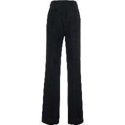 black Pants with zip and hook closure in fabric for women