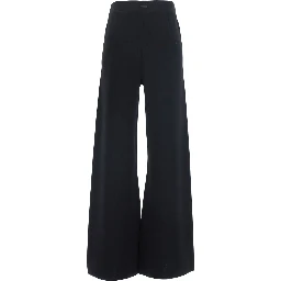 Faida Black Pants with Wide Leg and Elasticated Waist in Blend Viscose for Women