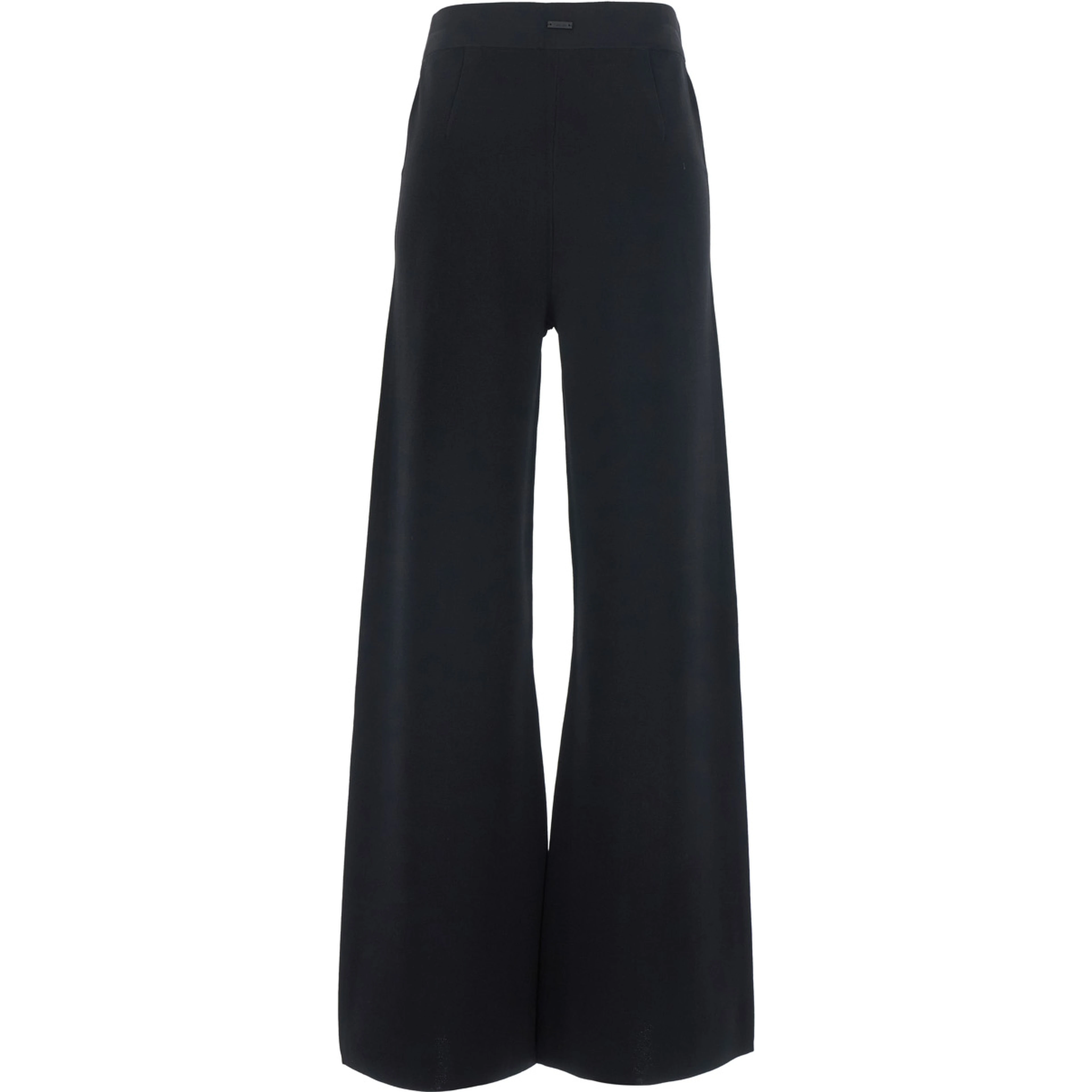 Faida Black Pants with Wide Leg and Elasticated Waist in Blend Viscose for Women