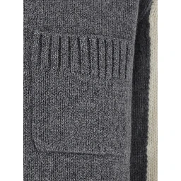 Grey and white Sweater with high collar and bicolor design in wool and cashmere Women