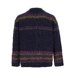 Isles Sweater is a sweater with a crew neck and long sleeves in blue cotton and acrylic for women