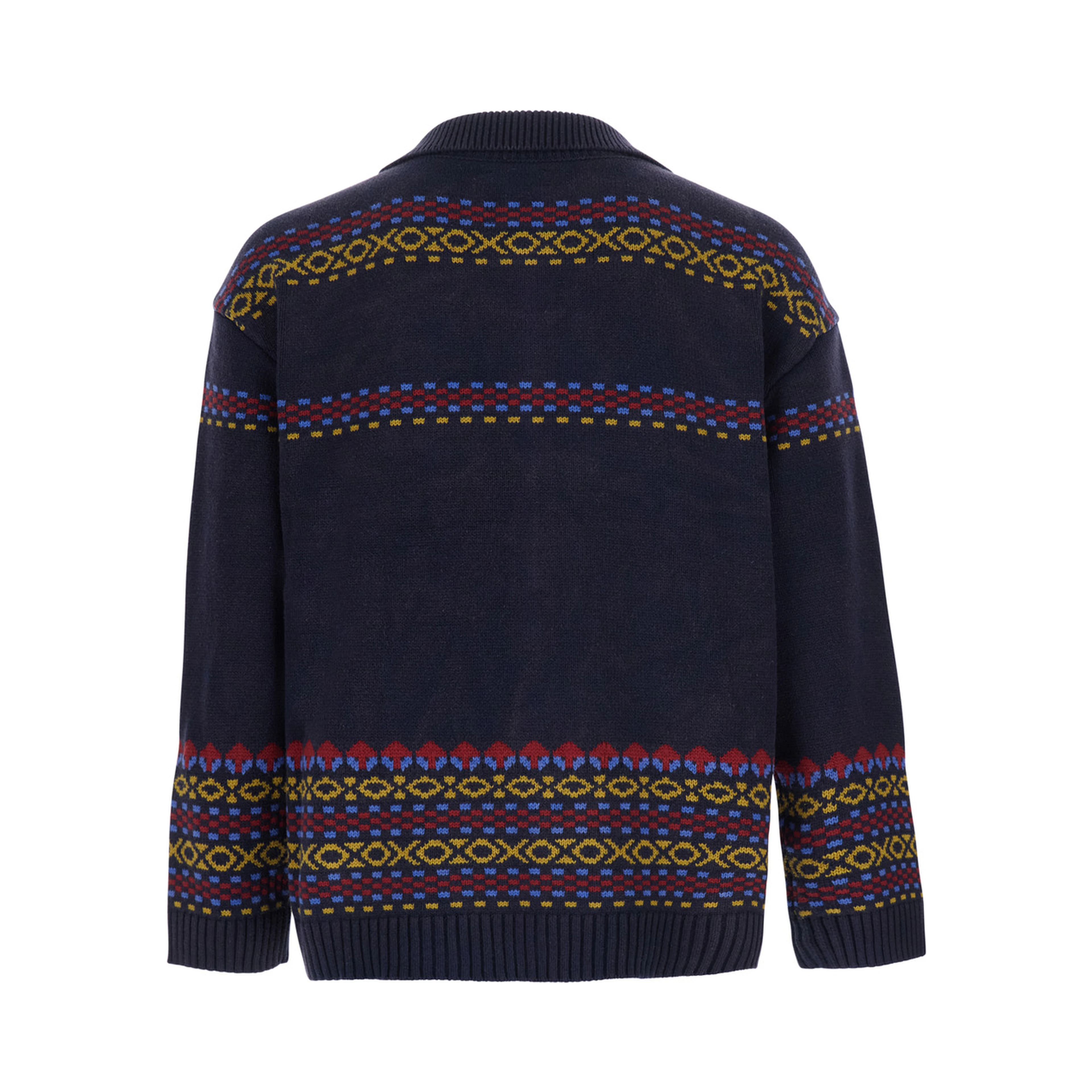 Isles Sweater is a sweater with a crew neck and long sleeves in blue cotton and acrylic for women