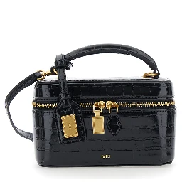 Cleo Black Handbag with shoulder strap and padlock charm on the front in ecoleather for women