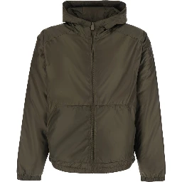 Jacket with Front Zip Closure and Side Pockets in Tech Fabric Green Women